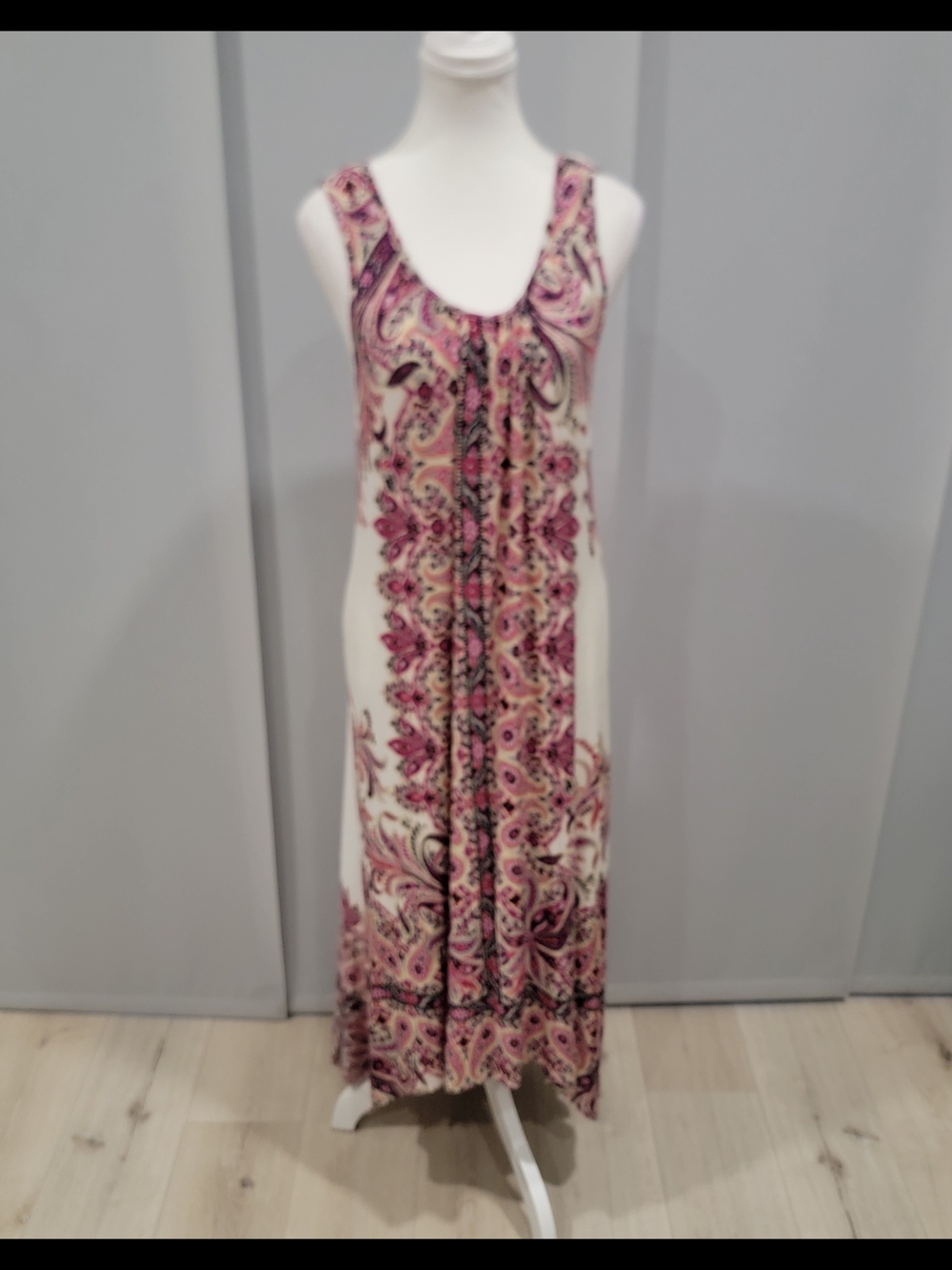 live and let live Cream Maxi Dress with Pink Paisley Print